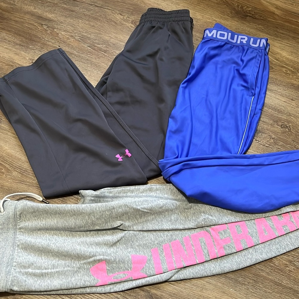 Under Armour Black, Royal Blue & Heather Gray Joggers - Women's Track Pants